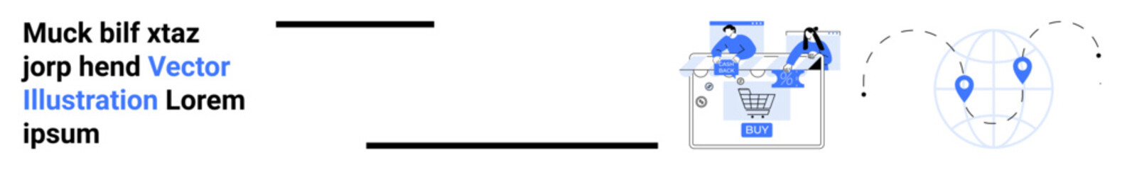 Fototapeta premium Shopping cart, payment card, warehouse, delivery truck, and global location points emphasize the e-commerce, payment, and logistics themes. Ideal for e-commerce, logistics delivery services online