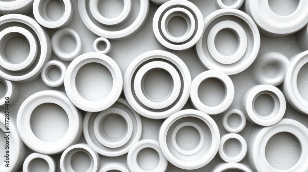 Poster abstract background of overlapping white circles.