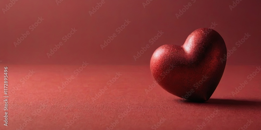 Poster a red heart is sitting on a red background