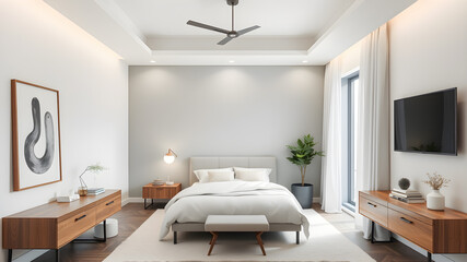Interior modern bedroom, Generative AI