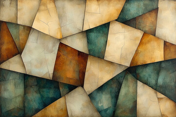 Abstract geometric cracked tile mosaic wall background for design