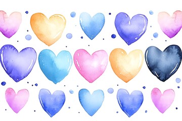 Valentine's day love hearts watercolor art with colorful background and creative display