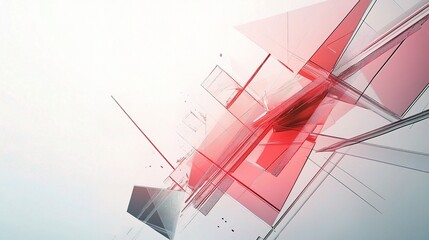 Abstract Geometric Technology Background with Red and Gray Shapes