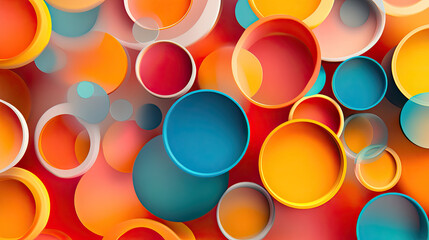 Colorful Abstract Composition with Circular Shapes and Patterns