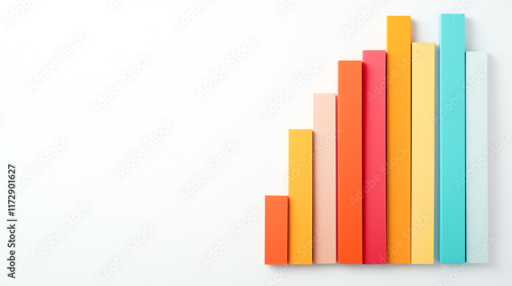 Poster colorful bar graph representing data growth and analysis