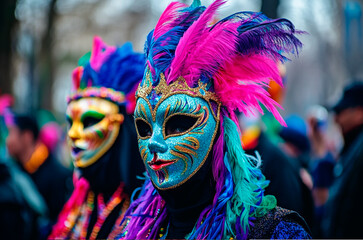 carnival masks with colorful feathers, carnival mask, fancy dress party, carnival party