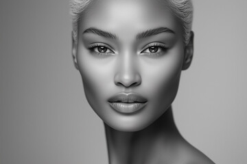 Fototapeta premium Beautiful skin woman face, healthy beauty skincare and cosmetics for adverstising. Generative Ai.