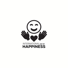Vector Illustration of International day of Happiness with smile face-heart, vector typography design of international day of happiness