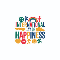 Vector Illustration of International day of Happiness with smile face-heart, vector typography design of international day of happiness