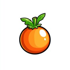 Cartoon Illustration Of A Single Orange Fruit