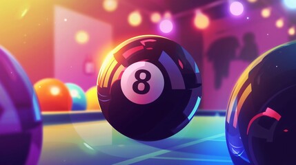 Vibrant Billiard League Poster Design with Flying Balls