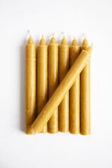 wax candles on a white background