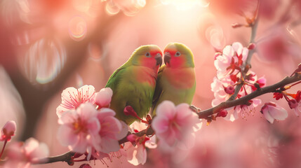 Lovebirds in Blossom