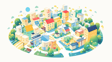Naklejka premium An illustration of city buildings isolated on a white background