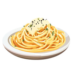 Pasta cheese black pepper food plate on a white background