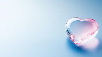 A delicate crystal heart rests on a soft blue background, symbolizing love and appreciation, Ideal for use in romantic themes, gifts, and celebrations of affection,