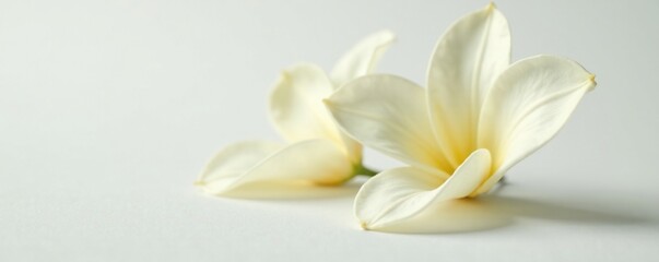 Fototapeta premium Single vanilla flower pod against white background with soft focus and blur, blur, vanilla