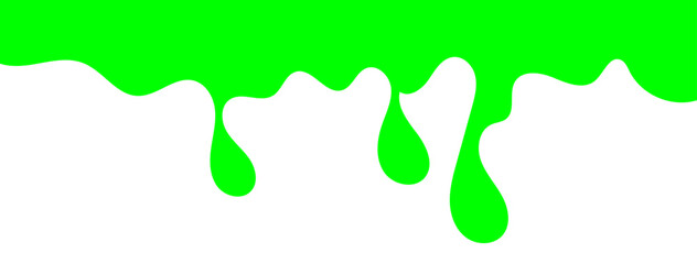 Dripping green goo with splashes and blot effects. Mucus texture blobs. Flat vector illustration isolated on white background. Green slime splashes, Cartoon set of fluid mucus drops