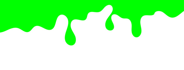 Dripping green goo with splashes and blot effects. Mucus texture blobs. Flat vector illustration isolated on white background. Green slime splashes, Cartoon set of fluid mucus drops