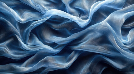 Obraz premium Flowing blue fabric creates abstract and serene visual effect