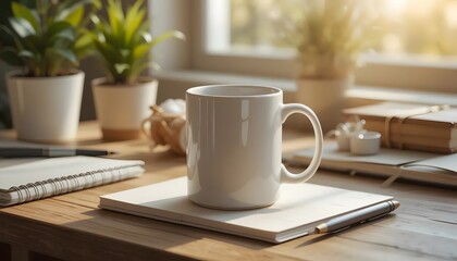 cup of coffee and notebook mockup