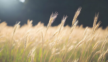 Fototapeta premium Waves of golden grass dancing in the sunlight serene nature landscape outdoor beauty peaceful environment close-up view tranquility