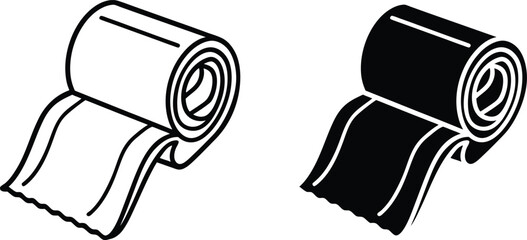 Adhesive Tape Roll Icons Black and White Illustrations