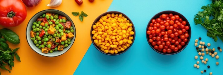 Home cooking with bright colors and intricate textures