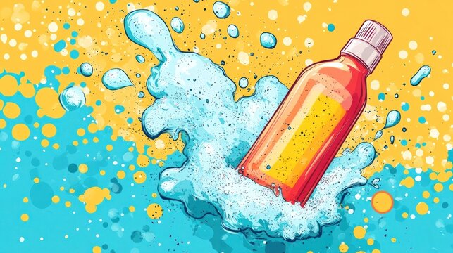 Cleaning Routine with Sponge and Detergent Bubbles Splashing   Household Chore Hygiene Domestic Maintenance Freshening Up