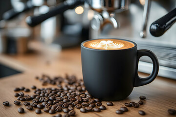 Barista crafting a perfect latte coffee shop food photography cozy environment close-up view art of coffee making