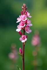 Obraz premium delicate pink flowers on a slender alpine willowherb stem, pink, wildflowers