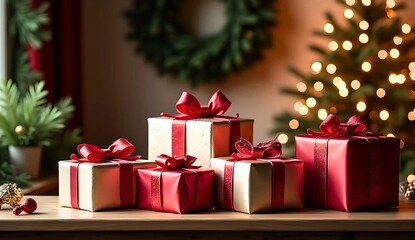 christmas tree with presents background 