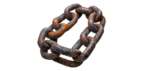 Obraz premium Rusty metal chain isolated on transparent background