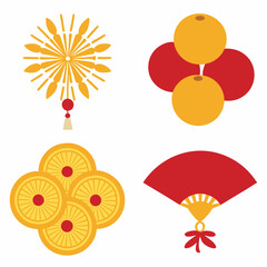 Chinese New Year Icon Set in Festive Colors