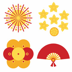 Chinese New Year Icon Set in Festive Colors