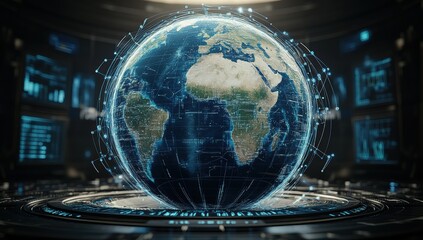 A glowing planet with a bright blue ocean surrounding it