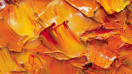 A painting of orange paint with a brush stroke