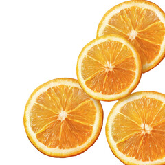 juicy orange slices isolated on white transparent background