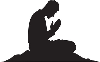 black and white muslim praying logo type silhouette design