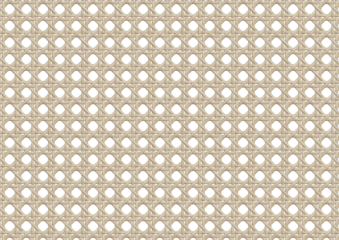 Material rattan woven lattice panels seamless pattern, background and decorating. A pattern of squares and triangles is shown in a tan color