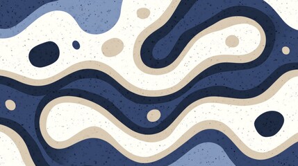 Obraz premium Abstract Flowing Shapes A Blue, White, and Tan Background Design With an Organic, Textured Feel