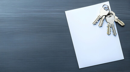 Organizing home keys on a blank sheet indoor setting minimalist style top-down view everyday life tips