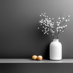 Modern black and white theme with geometric floral arrangements