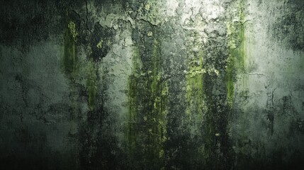 Fototapeta premium Textured Wall Background with Green Moss and Grunge Effect