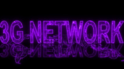 Fototapeta premium 3G network text technology earth map glowing purple