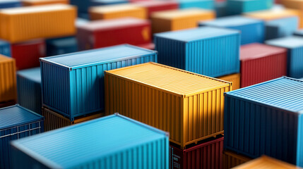 Colorful shipping containers stacked in a logistics yard