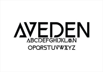 Aveden font for logo and headline. Isolated vector typeset