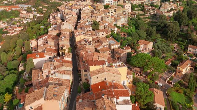 Aerial view of the Hauts de Cagnes village, Cagnes-sur-Mer, Cote d'Azur, France.