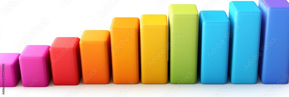 Poster ascending color gradient charts a visual representation of growth and success in marketing