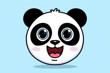 Fototapeta premium Adorable cartoon panda face with big, bright eyes and a cheerful smile.